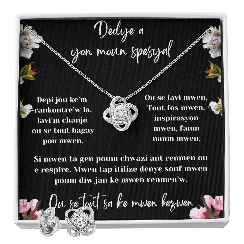 Love Knot Earring & Necklace Set - Beautiful gift set to make her cry,