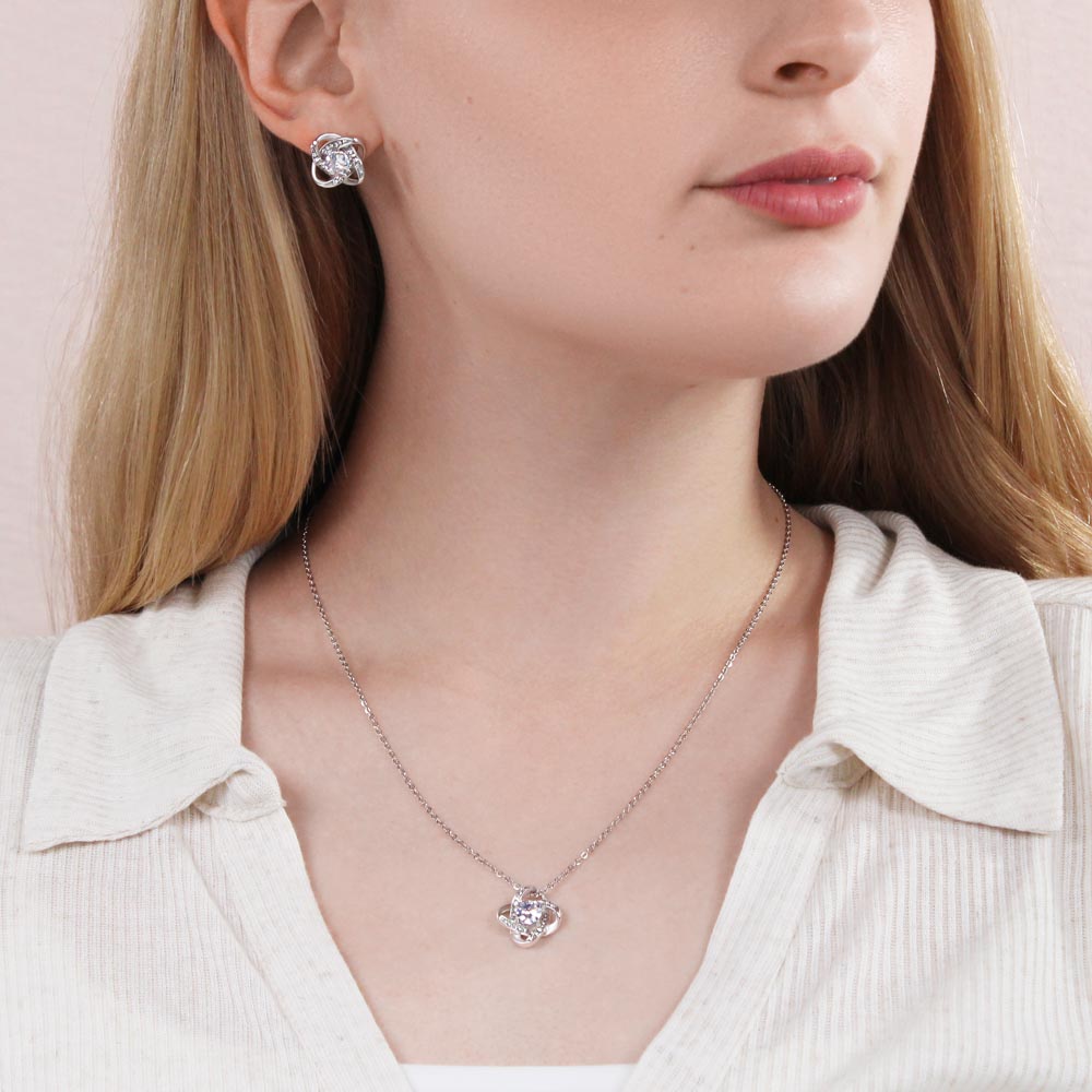 Love Knot Earring & Necklace Set - Beautiful gift set to make her cry,