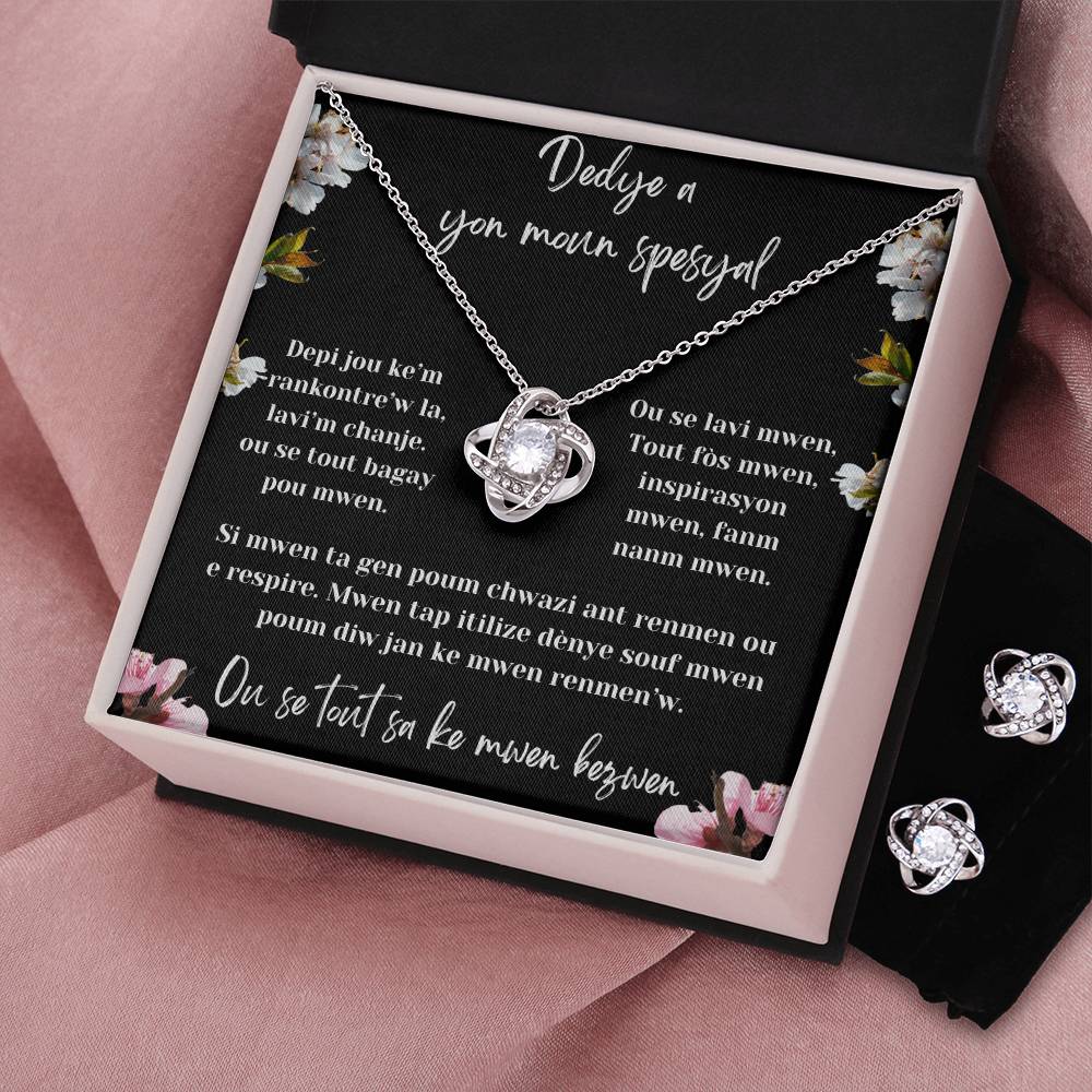 Love Knot Earring & Necklace Set - Beautiful gift set to make her cry,