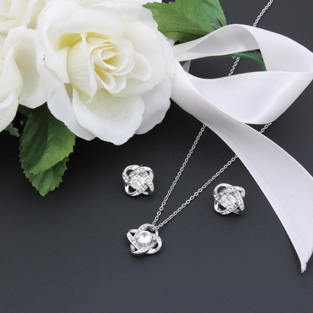 Love Knot Earring & Necklace Set - Beautiful gift set to make her cry,