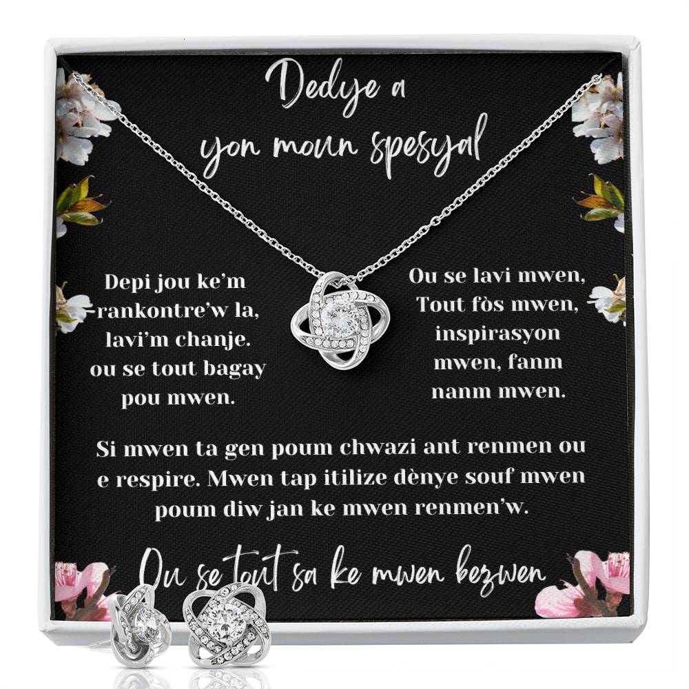Love Knot Earring & Necklace Set - Beautiful gift set to make her cry,