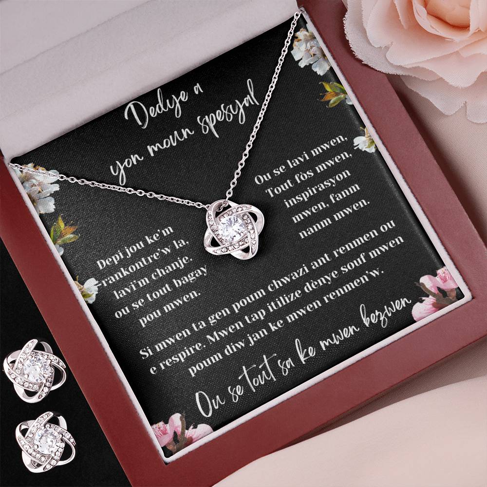 Love Knot Earring & Necklace Set - Beautiful gift set to make her cry,