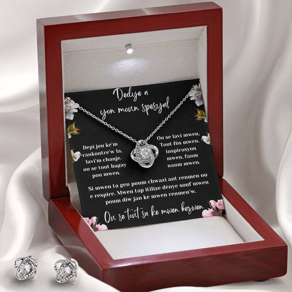 Love Knot Earring & Necklace Set - Beautiful gift set to make her cry,