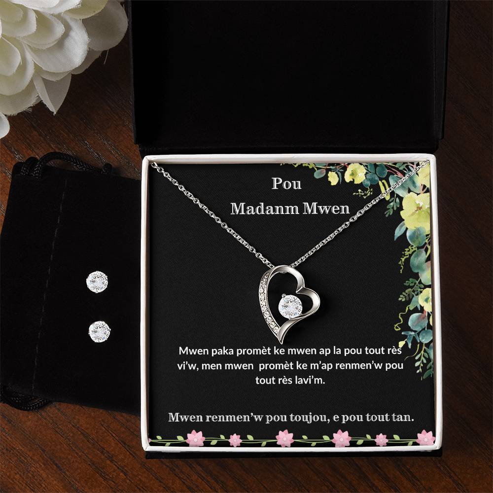 Forever love necklace and earring, Shower her with love with this beautiful pendent set - Great gift for your wife