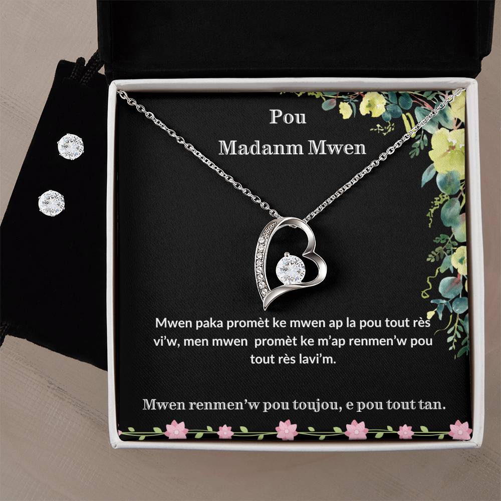 Forever love necklace and earring, Shower her with love with this beautiful pendent set - Great gift for your wife