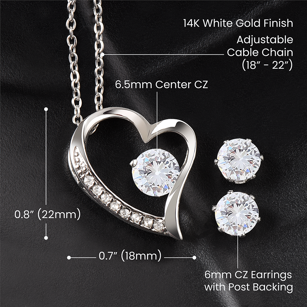 Forever love necklace and earring, Shower her with love with this beautiful pendent set - Great gift for your wife